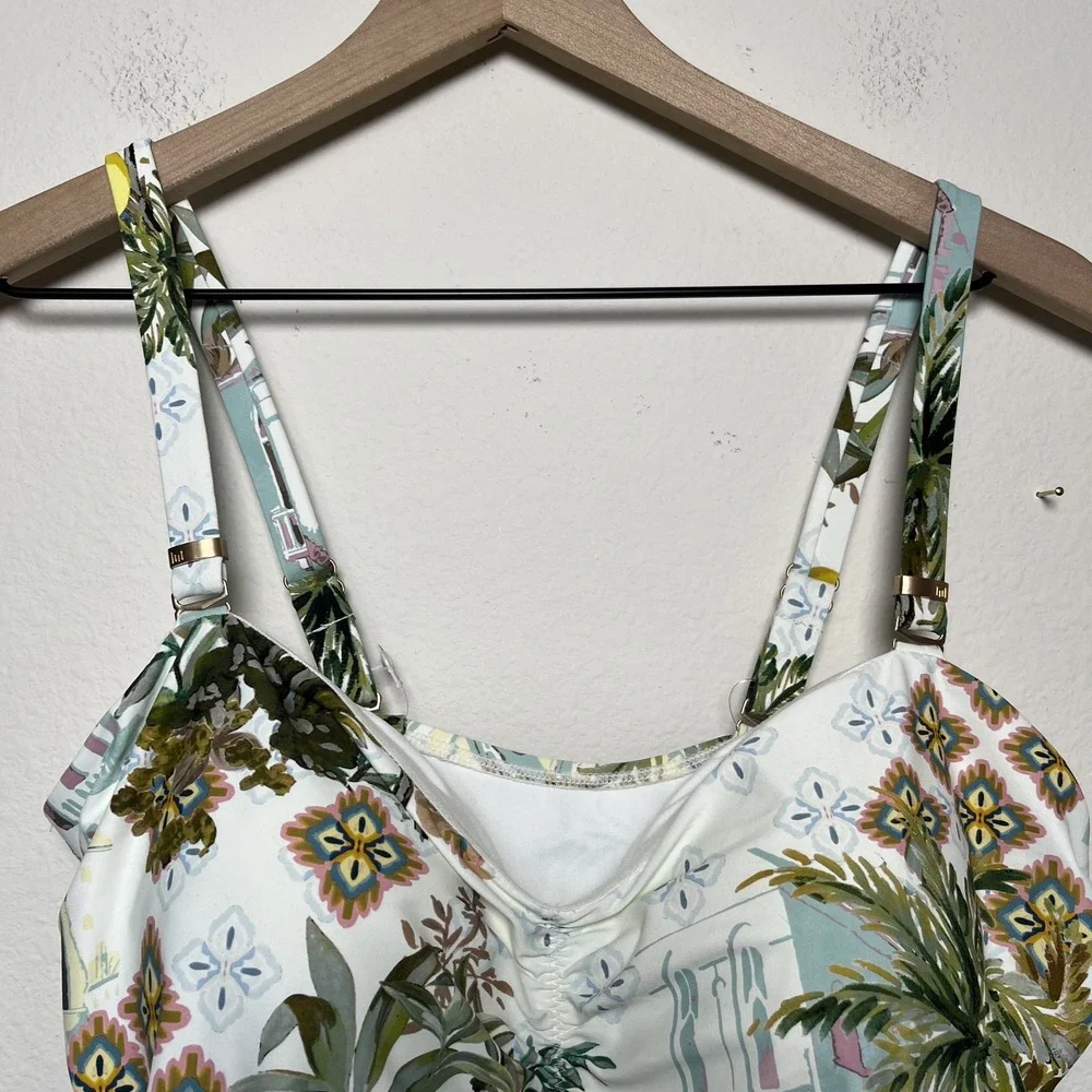 NEXT Women‎ One Piece Swim Bathing Suit 14 Multicolor Lemon Scenic Tummy Control